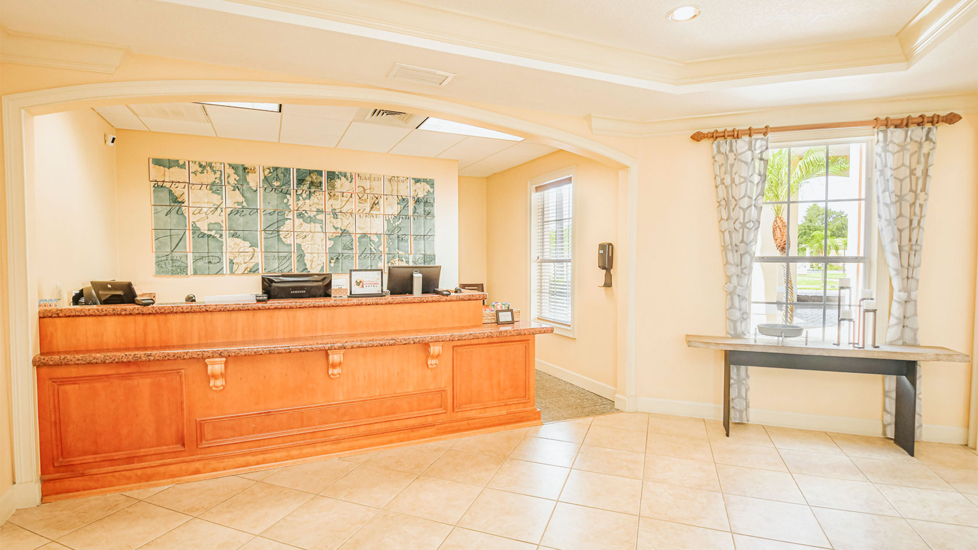Staffed front desk in the lobby at WorldQuest Orlando Resort